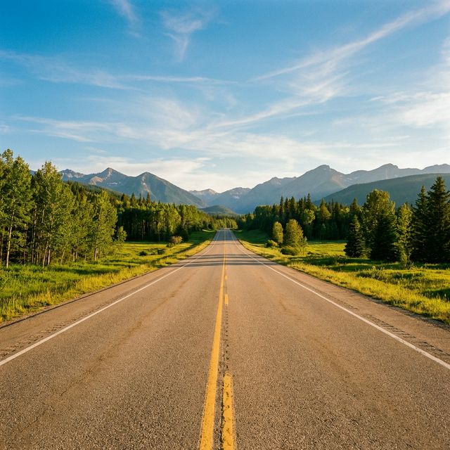 Highway road stretching into the horizon